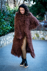 Women's exclusive long coat from Mongolian lamb